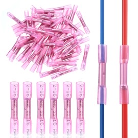 160pcs Heat Shrink Butt Connectors Kit, 22-16 AWG Heat Shrink Wire Crimp Connectors, Insulated Waterproof Electrical Wire Connectors for Ship Automotive Car Electrical Connectors Butt Terminals,Pink