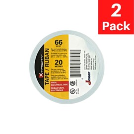 Xtricity Vinyl White Electrical Tape 3/4 inch x 66 Ft for Electrical Insulation, Wire Bundling and DIY Repairs – Durable, Stretchy, General Purpose – Up to 600V (2 Pack)