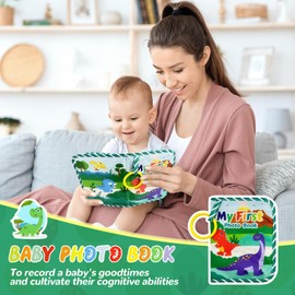 Baby Photo Album,First Year Memory Album Dinosaur Baby Memory Book Baby Photo Book Album My First Year Photo Album Soft Cloth Baby Album for Family Newborns Toddlers Baby Shower