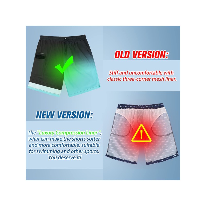 Century Star Mens Swim Trunks with Compression Liner Quick Dry