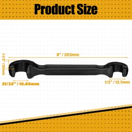 Leriton Double Ended Valve Wheel Wrench Cast Steel Hand Valve Wheels Wrench 8" Opening Closing Tool Protect Handwheels from Damage Wheel Wrench for Fire Riser Drain(1/2" and 21/32")