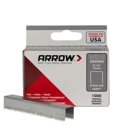 Arrow 60930 Wide Crown Staples for Staple Guns and Staplers, Use for Upholstery, Crafts, General Repairs, 9/16-Inch Leg Length, 1/2-Inch Crown Width, 1000-Pack