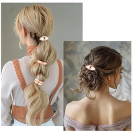 Rose Gold Hair Cuffs 3PCS Rose Gold Ponytail Cuff Hair Tie for Women Metal Hair Cuff Wrap for Thick Hair Cute Geometric Hair Accessories