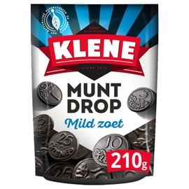 Klene Muntdrop 210 g, Licorice from the Netherlands, Dutch Licorice, Mildly Sweet Licorice Valley