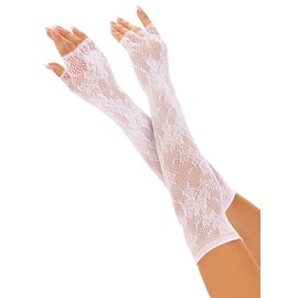 Leg Avenue Women's Floral net fingerless gloves, O/S (White)