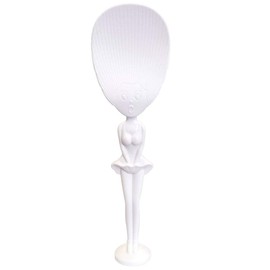 Cute Kitchen Non-Stick Lady Rice Paddle Spoon Tool, PP Shape Standing Rice Spoon 8.7-inch (White Lady)