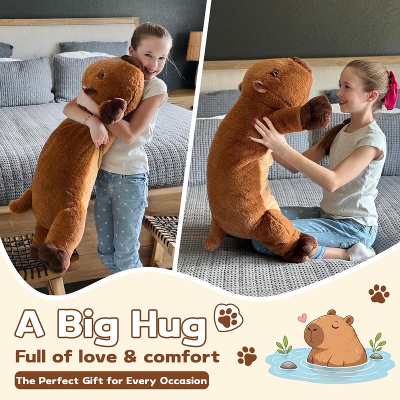 MaoGoLan 39.4" Capybara Plush Body Pillow, Long Capybara Stuffed Animal
