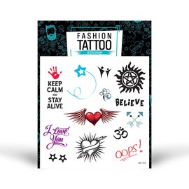 Flash Tattoo, Temporary Tattoos for Men and Women, Fake Tattoos for Children, Easy to Use and Remove (15 x 16 cm) - Designed and Made in Turkey
