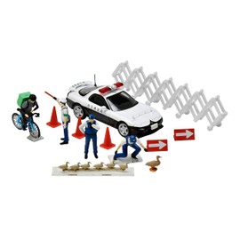 TOMYTEC Geo-Colle 64# Car Snap 16b Police 2 ABS Plastic PVC Doll Accessories (Painted and Partially Assembled) + Diecast Mini Car Set