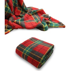 Dazzle Collection Teddy Fleece throw Blanket Tartan Check Style For Kids and Adults Soft & warm Quilt Throw Blanket for Bed and Chaise (Red, 200cm X 150cm)