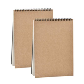 FOCCTS Kraft Notebooks 2 Pack A4 Sketchbooks, 160g Blank Page Scrap Book, Kraft Cover Sketch Drawing Pad Art Books for Adults, Compatible with Pencils and Watercolor Pens A4 Sketchbook Spiral Bound