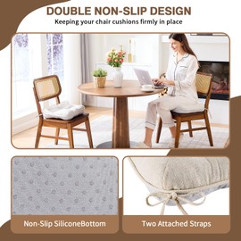 BETU Chair Cushions for Dining Chairs Set of 4,3.5" Thick Kitchen Table Chair Pads with Ties,Non Slip Backing and Covers, Seat Cushion for Dining Room,Bar,Patio Chairs,16"X16"X3.5",Beige