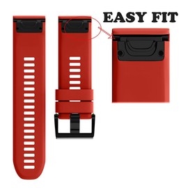 NotoCity Compatible Fenix 5X Band 26mm Width Soft Silicone Watch Strap for Fenix 8 51mm/Fenix 6X/Fenix 7X/Fenix 5X Plus/Fenix 6X Pro/Fenix 3/Fenix 3 HR/Tactix/Descent MK1/D2 Delta PX/D2 Charlie-Red