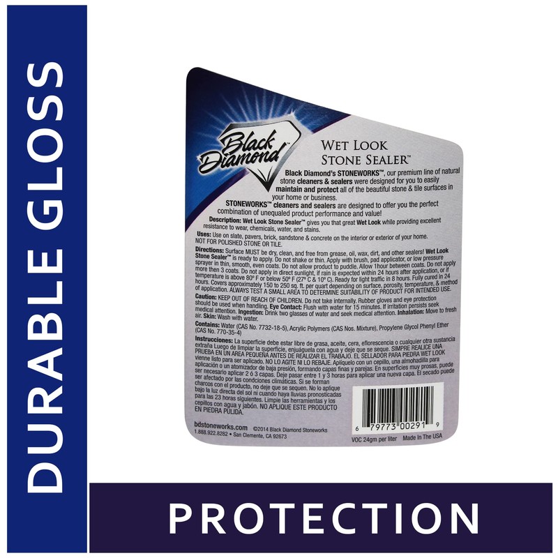 Black Diamond Stoneworks Wet Look Stone Sealer 1-Quart and Ultimate