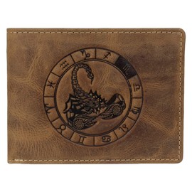 Greenburry Vintage 1705 Scorpion Leather Purse Purse with Zodiac Scorpio Motif, brown