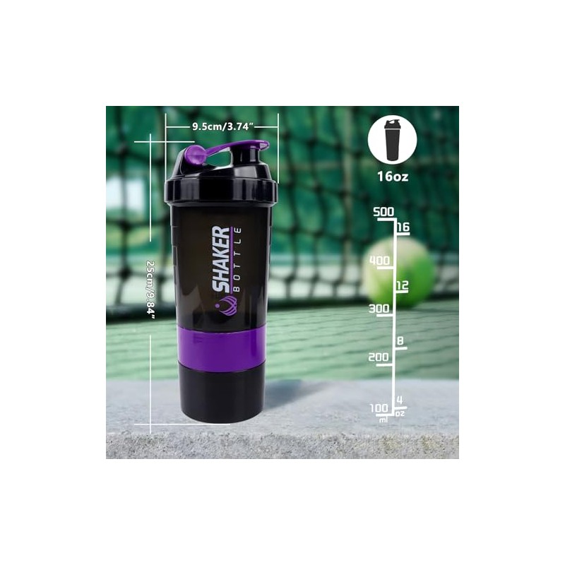 XTK 16oz Protein Shaker Bottle with Storage & Mix Ball