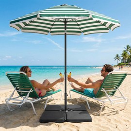 COSIEST 170 LBS Offset Patio Umbrella Base,4 PCS Sand & Water Filled Square Weight Plates,Outdoor Market Umbrella Base for Garden, Backyard