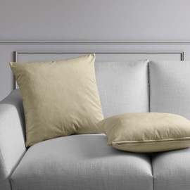 HPD Half Price Drapes Cushion Cover 18 x 18 Heritage Plush Velvet - VPYC-198602-CC18PR - Pair, Macchiato Beige