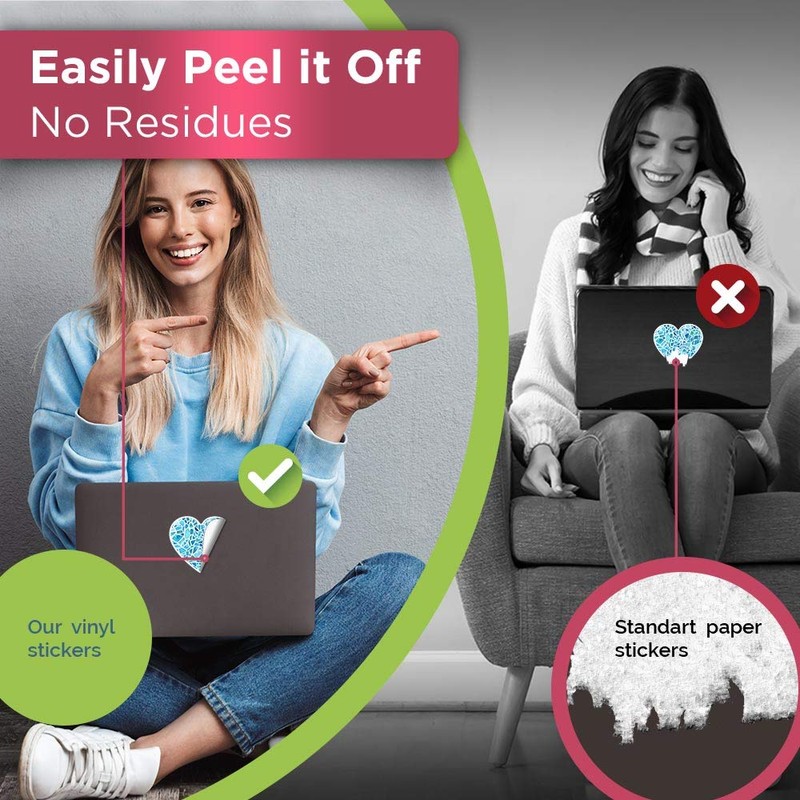 Vinyl Heart Stickers (Set of 4) - Binary Code Concept