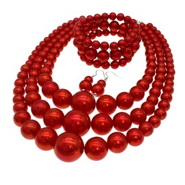 Juego de collar de perlas grandes para mujer, collar de perlas gruesas y arete, collar de perlas grandes de los años 20, collar de perlas sintéticas, accesorios Gatsby, Perla de imitación, Perlas de imitación