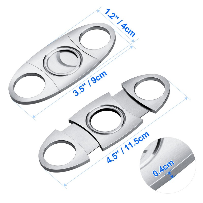Cigar Cutter Guillotine, Stainless Steel Double Blade Cigar Clippers, 3