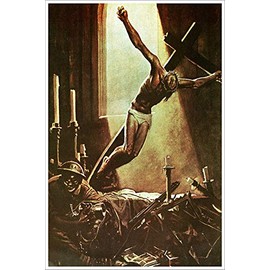 Godless Enemies Vintage Italian World War Two WW2 WWII Military Propaganda Poster