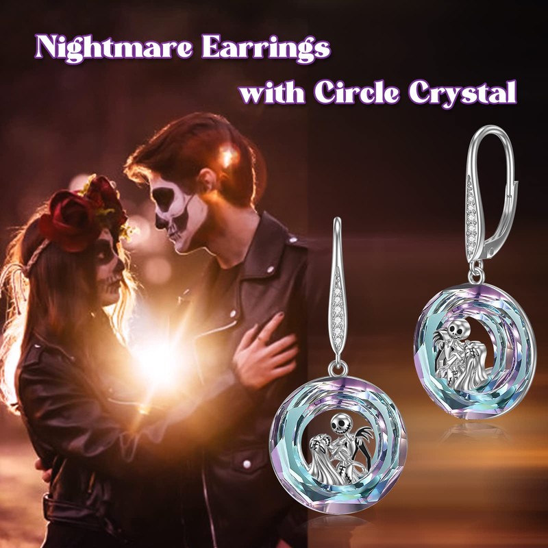 LILALO Nightmare Earring Jack Skellington Earrings Sterling Silver Crystal Jack