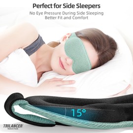 2024 Innovative Sleep Mask for Men and Women, Trilancer 3D 100% Light Blocking Design, Comfortable Eye mask, Blackout Blindfold for Sleeping, Nap, Meditation, Travel (Lake Green)