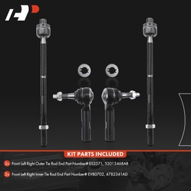 A-Premium Set of 4, Front Inner & Outer Tie Rod End Kit, Compatible with Dodge Charger 2006-2010, Challenger 2008-2010, Magnum 2005-2008, Chrysler 300 2005-2010, RWD