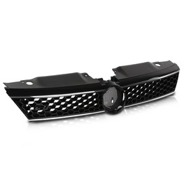 CNNELL Front Grille Trim Compatible with VW Jetta 2011-2014 Hex Honeycomb Gloss Black & Chrome