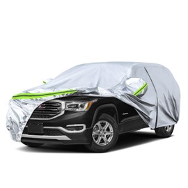 Waterproof Car Covers Replace for 2017-2025 GMC Acadia, 6 Layers Silver All Weather Custom-fit Car Cover with Zipper Door & Windproof Bands for Snow Rain Dust Hail Protection