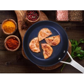 MsMk Non stick frying pan set with lid Blue, 12-inch Durable skillet, Titanium and Diamond Non Stick Non-Toxic Coating From USA, Even Heating, Easy Clean-Up, Comfort Handle, Induction Compatibility