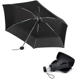 Bestlivings Mini Pocket Umbrella, Mini Umbrella in Pocket Size, Colour: Black, Sturdy, Ultralight, Windproof and Quick-Drying, black