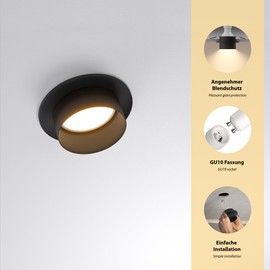 ledscom.de KRON Ceiling Mounting Frame Round Matte Black with Smart Home RGBW GU10 LED 473 lm Pack of 5