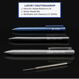 MESMOS 3Pk Luxury Fancy Pen Set, Birthday Gifts for Dad, Unique Gifts from Daughter Son Wife, Presents for Dad Birthday Gift, Cool Black Pens, Best Dad Ever Gifts, Metal Ballpoint Pens