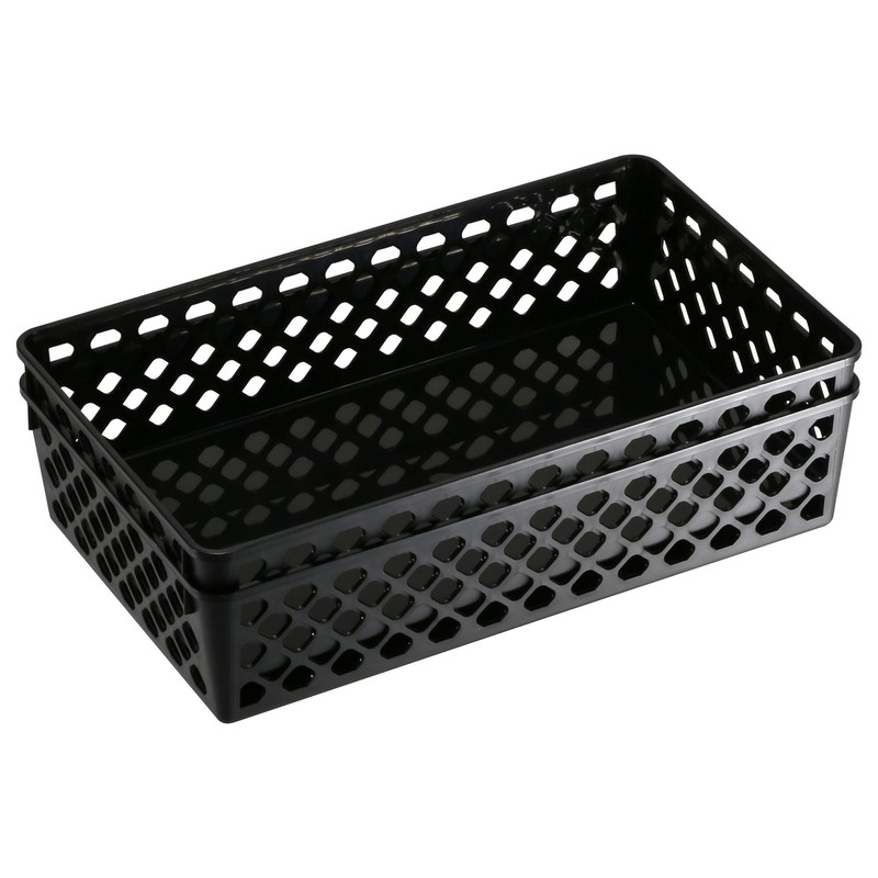 OIC® 30% Recycled Plastic Supply Baskets, Large, Black, Pack Of