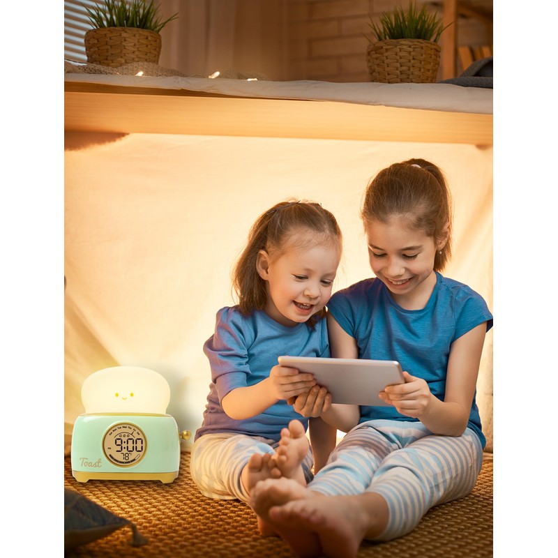 WANIDEA Toast Night Lamp Lights, Cute Toaster Digital Alarm Clock,