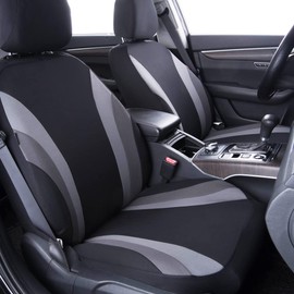 CAR PASS Line Rider Sporty Cloth 11PCS Universal Fit Car Seat Cover -100% Breathable with 5mm Composite Sponge Inside,Airbag Compatible,3zipper Bench(Full Set, Black and Gray)