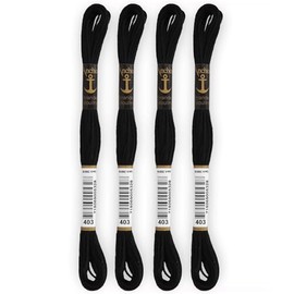 Anchor - 4 Stranded Cotton Mouliné Hand Knitting Yarn 100% Cotton Cross Stitch Canvas Black Ref 4635000-4EA_00403