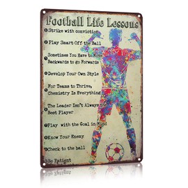 Football Life Lessons Metal Tin Sign for Bar, Garage, Boy's Room, Wall Decor, Bedroom Decoration, Retro Vintage 30 x 20 cm