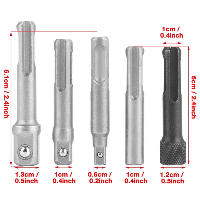 3PC SDS Plus Adapter Shaft Steel Socket Adapter 2PC SDS