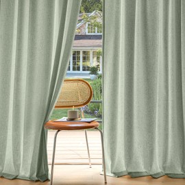 MIULEE Non-See-Through Privacy Linen Curtains 2 Panels, Sage Green Light Filtering Window Curtains 84 Inches Long, Textured Back Tab Semi Sheer Drapes Spring Decor for Bedroom Living Room, Light Green
