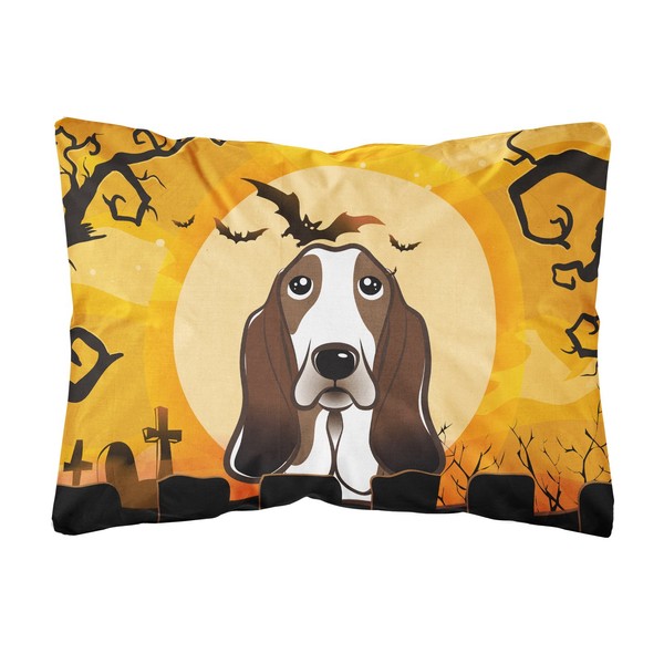 Caroline's Treasures BB1801PW1216 Halloween Basset Hound Fabric Decorative Pillow, 12H x16W, Multicolor