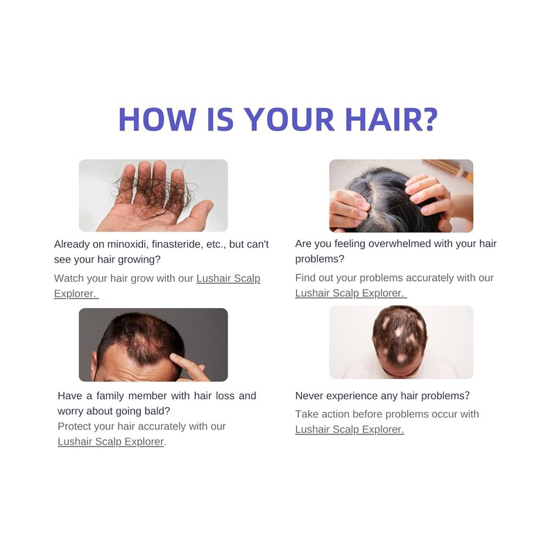 lushair Wireless Hair Analyzer, Hair Follicle Tester, Scalp Microscope, 16-Function