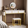 KAI-ROAD White and Gold Makeup Vanity Desk with Mirror and