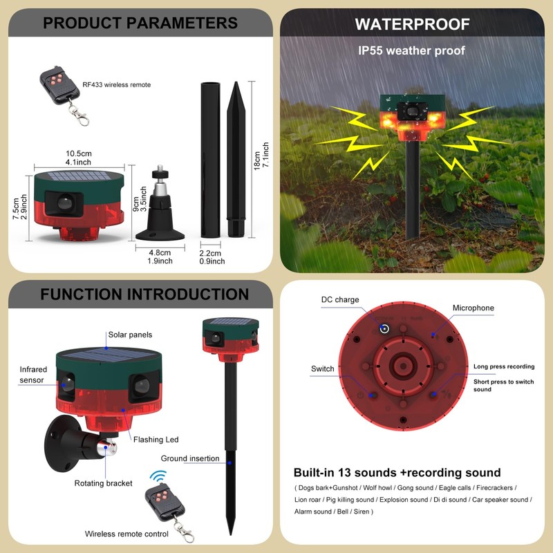 Solar Outdoor Sports Sensor 360 Degree Motion Detection Siren 2
