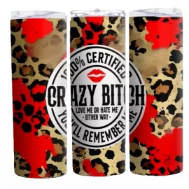 Handmade Sarcastic Funny 20oz Skinny Tumbler Sarcastic Leopard Insulated Travel