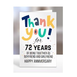 72 years anniversary card for boyfriend, girlfriend, couple, couples, happy anniversary, thank you, men, women, presents for christmas, A5-89_73