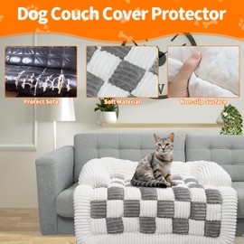 VINGVO Dog Couch Bed Mat Cover for Sofa, Washable Cats Pad Blankets Bed for Dogs Couch, Cozy Non-Slip Fluffy Plush Dog Sofa Cover Bed for Furniture Protector for Home and Car (35.43 x 35.43 x 1.97in)