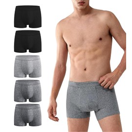 Battewa Cotton Incontinence Underwear for Men Front Absorbent Protective Boxer Brief Leak Proof Panties for Bladder Leakage 50ml (3 Color, 5Pack, Large)